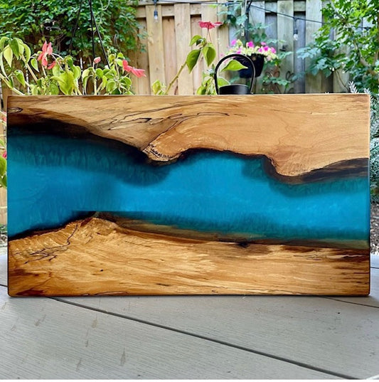 Spalted maple and deep sea charcuterie board