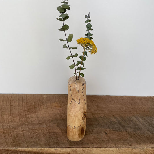 Reclaimed Spalted Maple Hand Carved Bud Vase