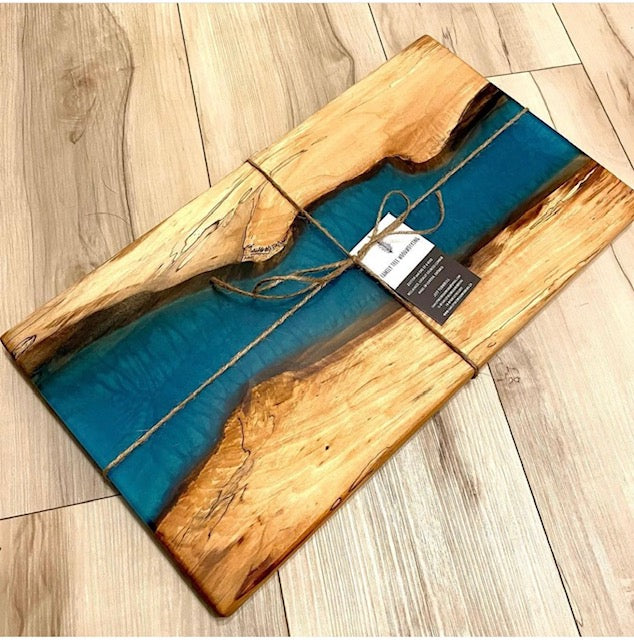 Spalted maple and deep sea charcuterie board