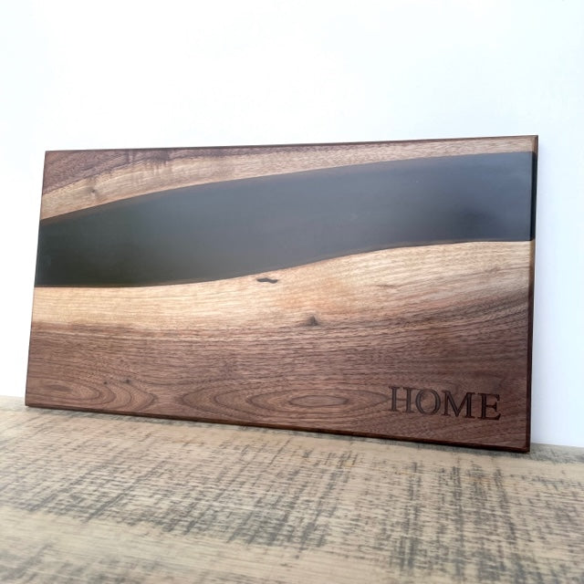 Walnut and Black Epoxy Home Charcuterie Board