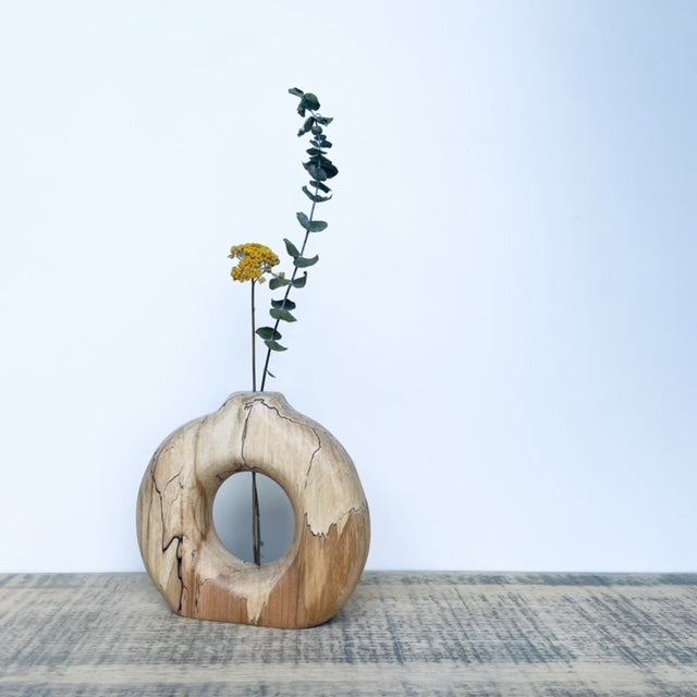 Reclaimed Spalted Maple Hand Carved Bud Vase