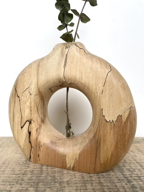 Reclaimed Spalted Maple Hand Carved Bud Vase